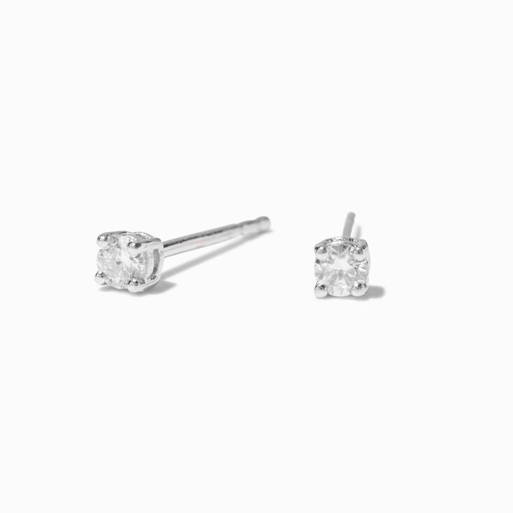 Laboratory Grown Diamond 3MM Round Basket Sterling Silver Stud Earrings 0.10 ct. tw.,