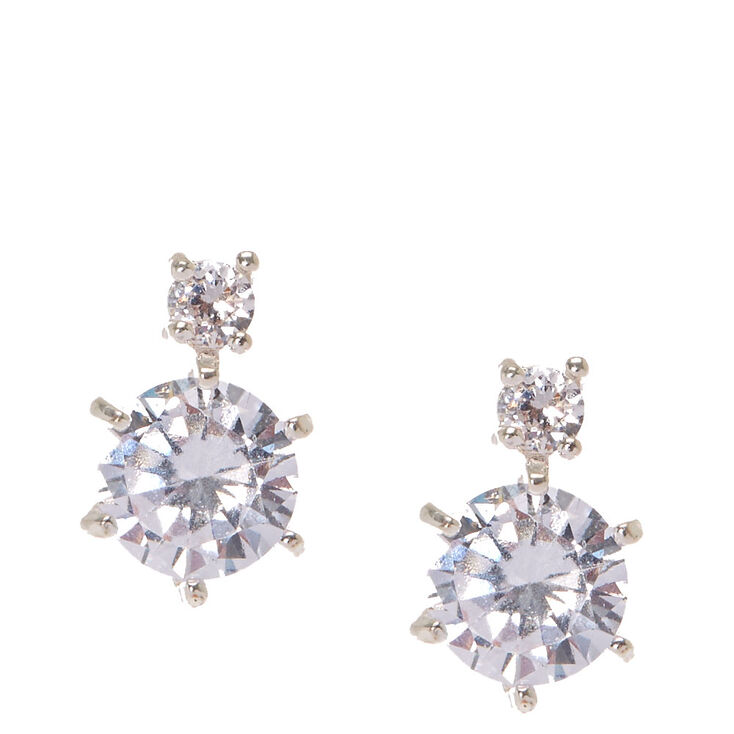 Double Cubic Zirconia Stud Earrings,