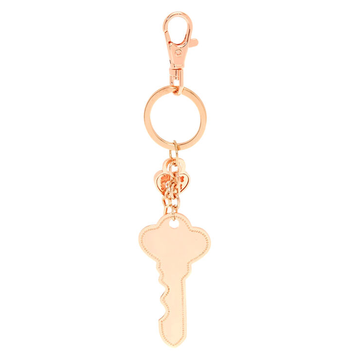 Rose Gold-Tone Key and Lock Keychain,