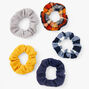 Navy Plaids and Solids Ribbed Knit Hair Scrunchies - 5 Pack,