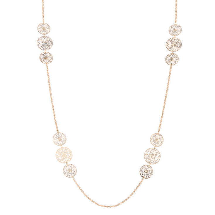 Gold Filigree Long Necklace,