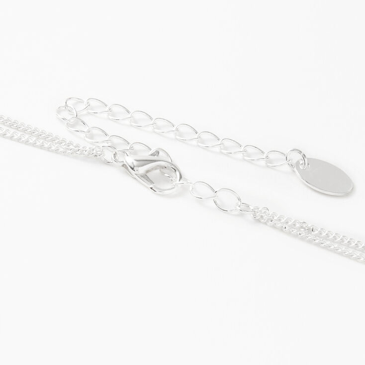 Silver Cut Out Moon &amp; Star Y-Neck Multi Strand Necklace,