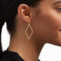 Gold Diamond Outline Drop Earrings,
