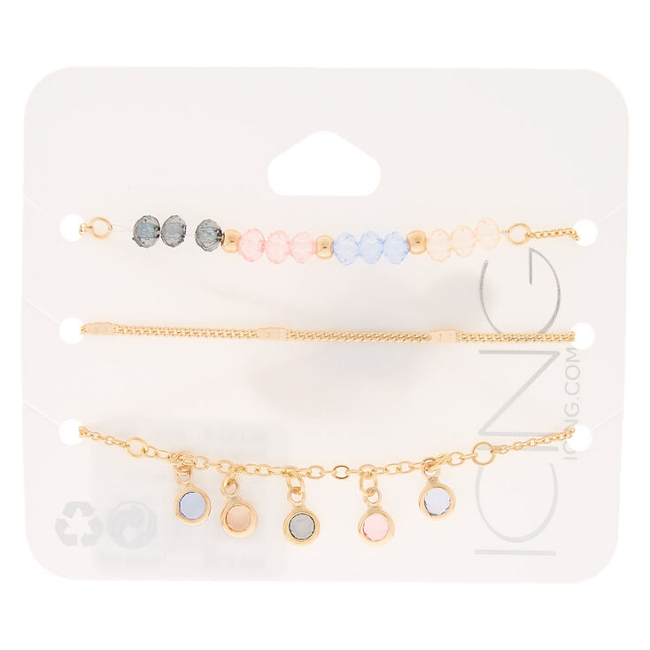 Pastel Shine Chain Bracelets - 3 Pack,