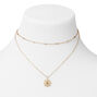 Gold Initial Medallion Multi Strand Necklace - K,