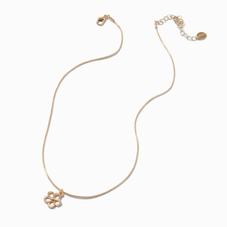 Textured Flower Gold-tone Pendant Necklace,