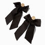 Black Ribbon Bow 3&quot; Drop Earrings,