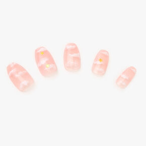 Cloudy Pink Skies Coffin Faux Nail Set - 24 Pack,