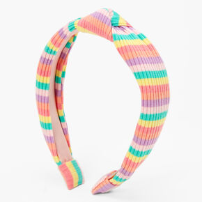 Rainbow Striped Ribbed Knotted Headband,