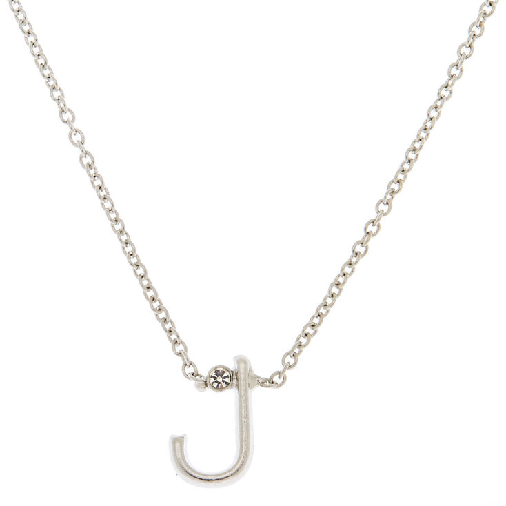 Silver Initial Necklace - J,