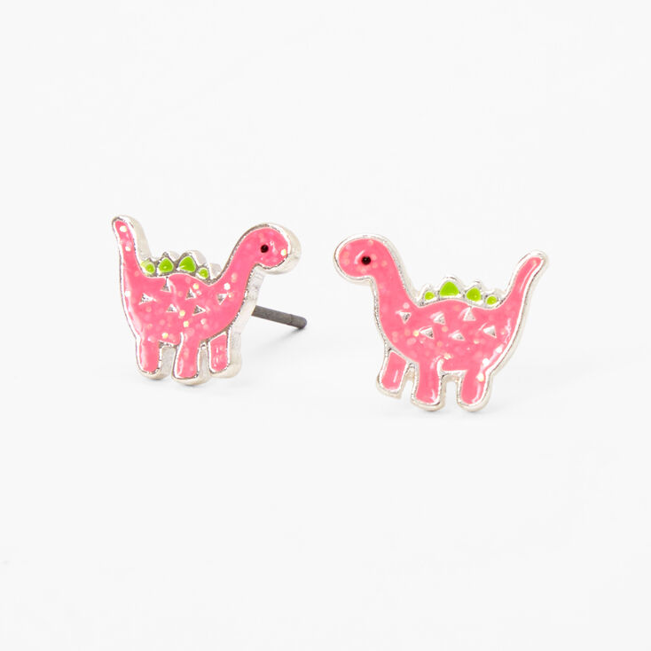 Pink Dinosaur Stud Earrings,