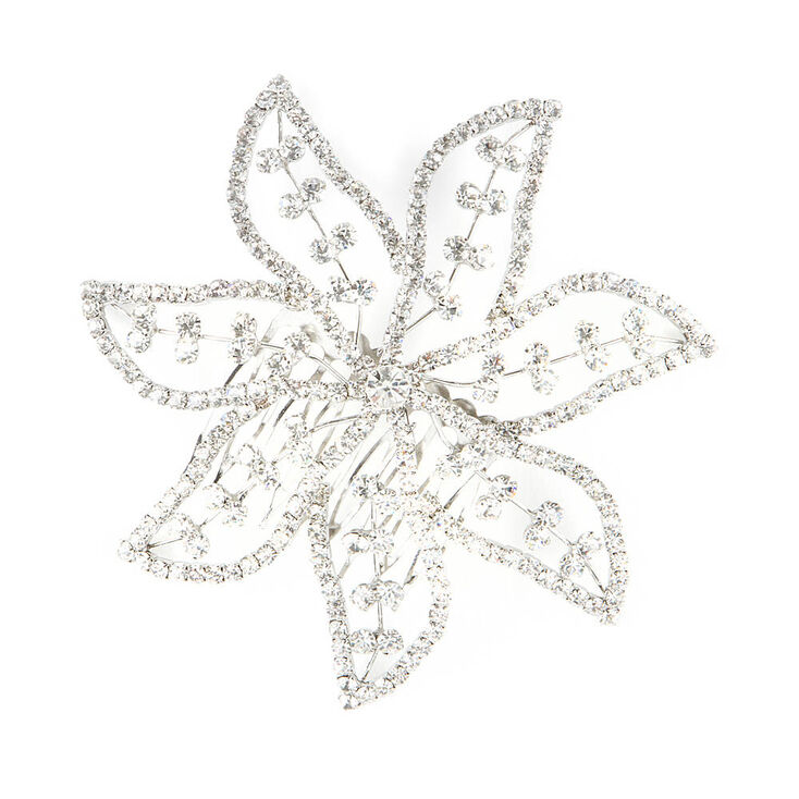 Large Rhinestone Poinsettia Hair Comb,