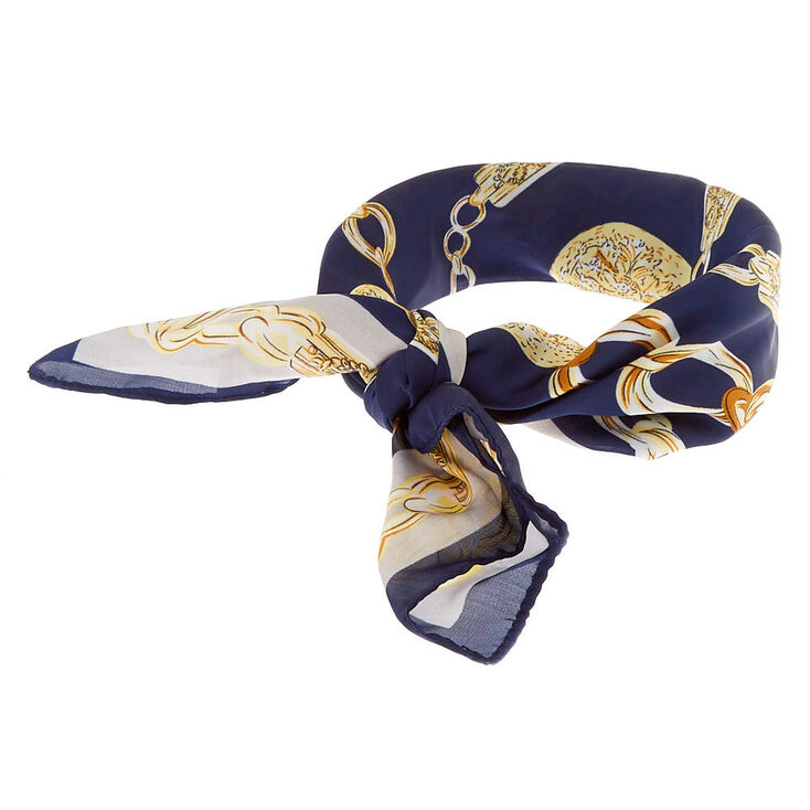 Bandana Chain Print Headwrap - Navy,