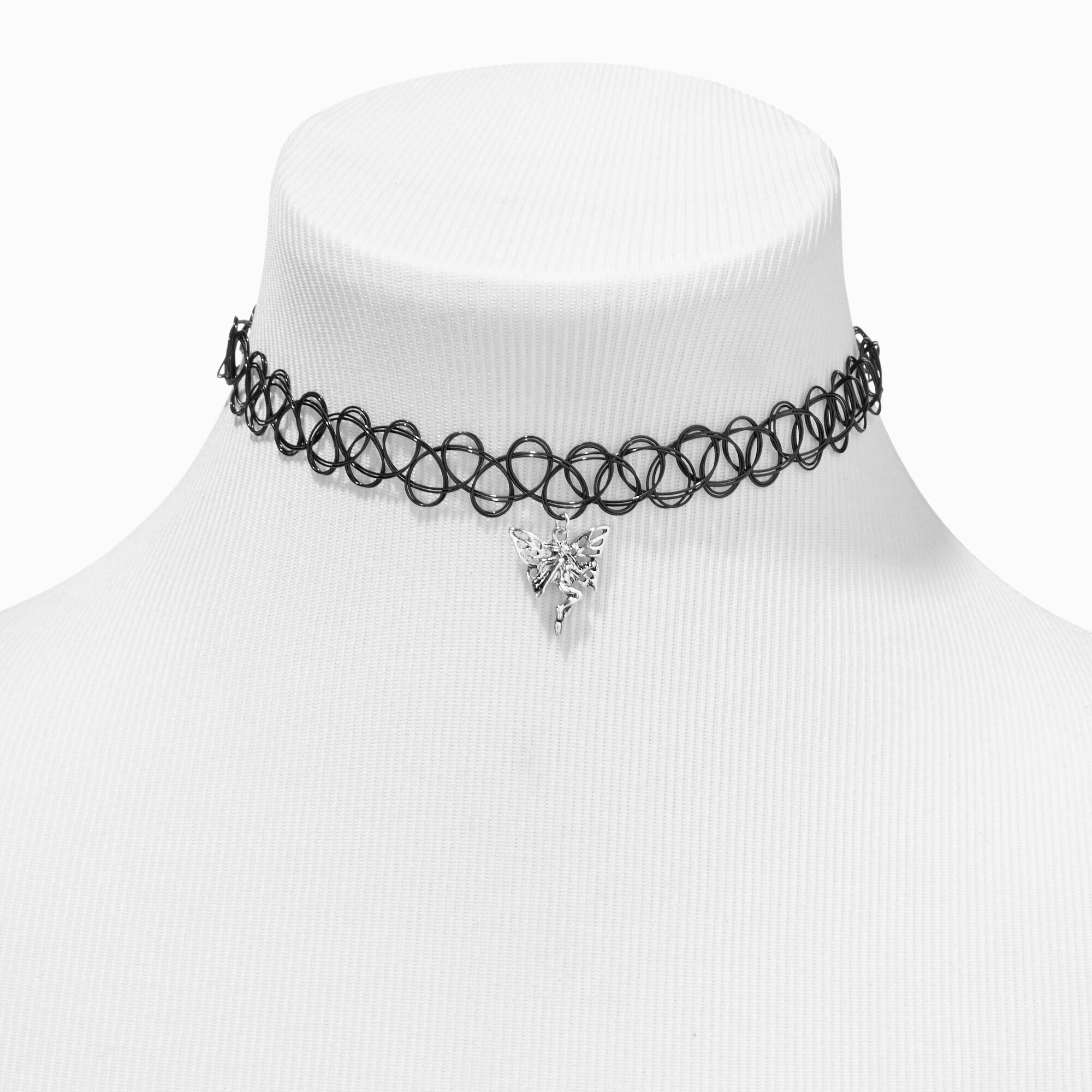 Silver Fairy Pendant Tattoo Choker Necklace Icing US