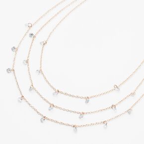 Rose Gold Crystal Confetti Multi Strand Necklace,