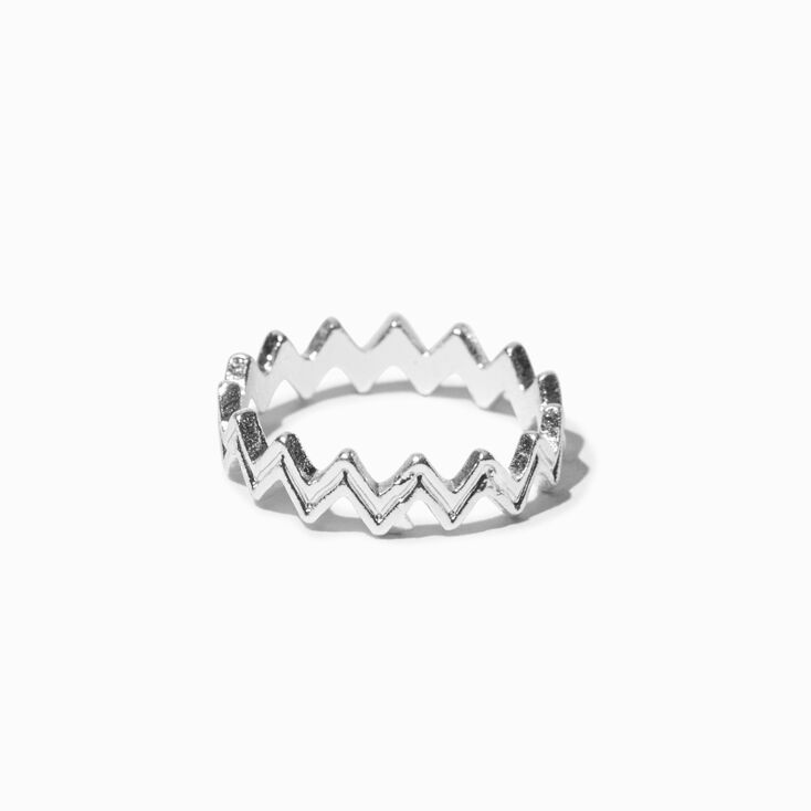 Silver-tone Zig Zag Midi Rings - 4 Pack,