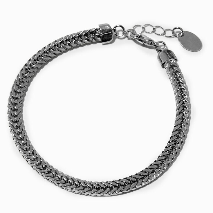 Silver-tone Rhodium Fishtail Chain Bracelet,