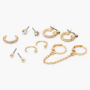 Gold Embellished Ear Cuff &amp; Mixed Earrings - 6 Pack,