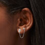 ICING Select Sterling Silver Cubic Zirconia Leaf Connector Chain Stud Earrings,
