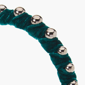 Emerald Beaded Velvet Headband,