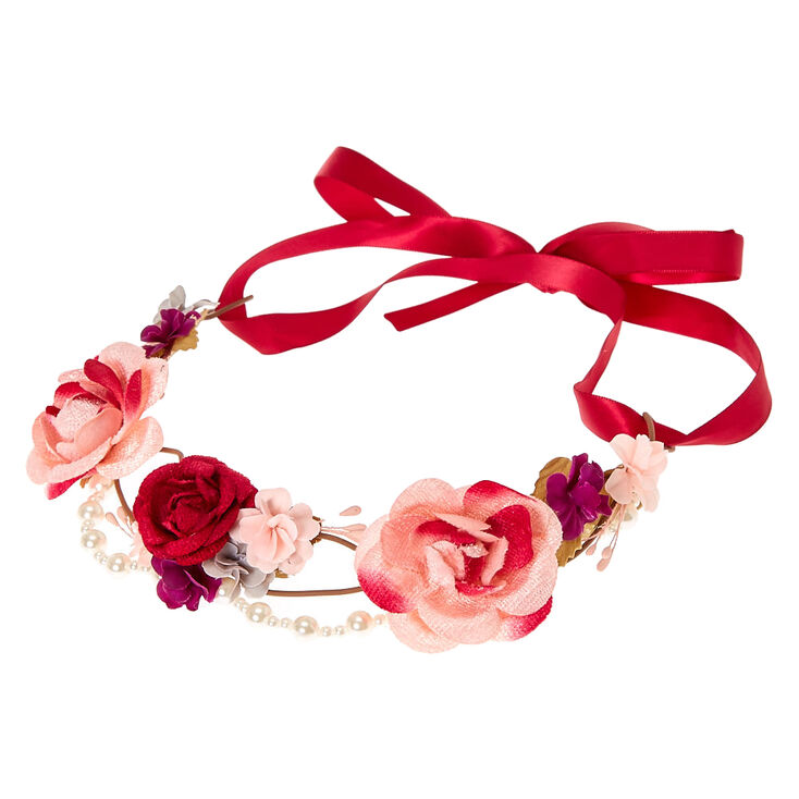 Pearl Pink Tones Flower Crown Headwrap,