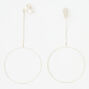 Silver 3.5&quot; Textured Hoop Clip On Drop Earrings,