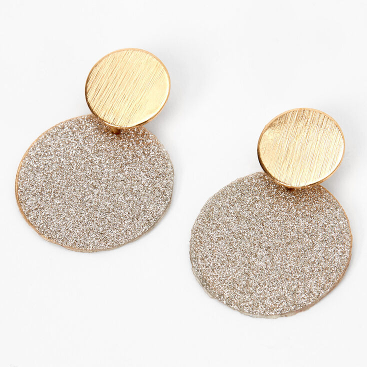 Mixed Metal 1&quot; Glitter Circle Drop Earrings,