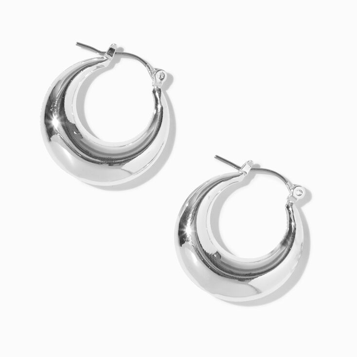 Silver-tone Round Tube 22MM Hoop Earrings,