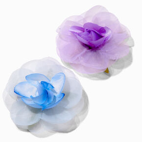 Purple &amp; Blue Flower Hair Clips - 2 PackA,