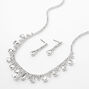 Silver Teardrop Rhinestones Necklace &amp; Earring Set - 2 Pack,