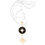 Gold 2&quot; Cut Out Celestial Linear Drop Earrings - Black,