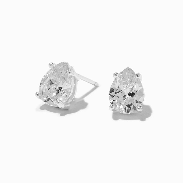 ICING Select Sterling Silver 8MM Cubic Zirconia Pear Stud Earring,