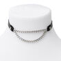 Silver Biker Chain Choker Necklace - Black,