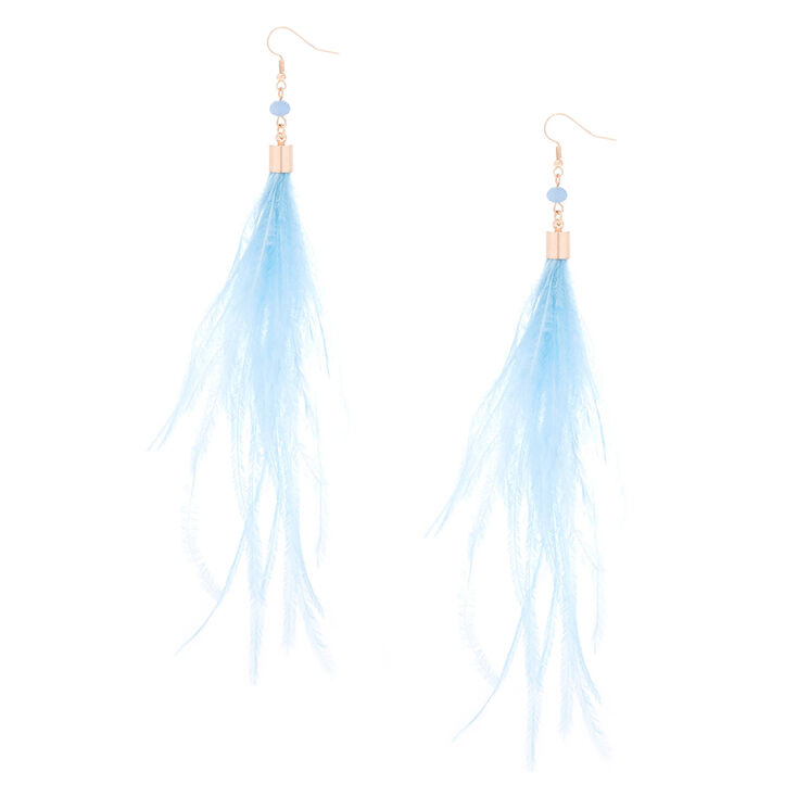 5" Feather Tassel Drop Earrings - Blue,