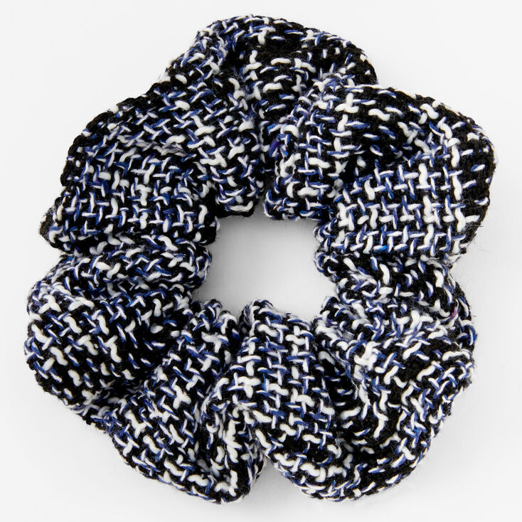 Tweed Hair Scrunchie - Navy,