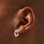 Silver-tone Daisy Outline 10MM Hoop Earrings,