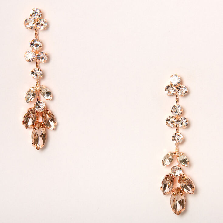Rose Gold 2" Leaf Vine Drop Earrings,