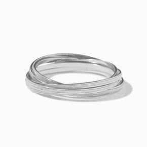 Silver-tone 5-in-1 Glitter Bangle Bracelet,