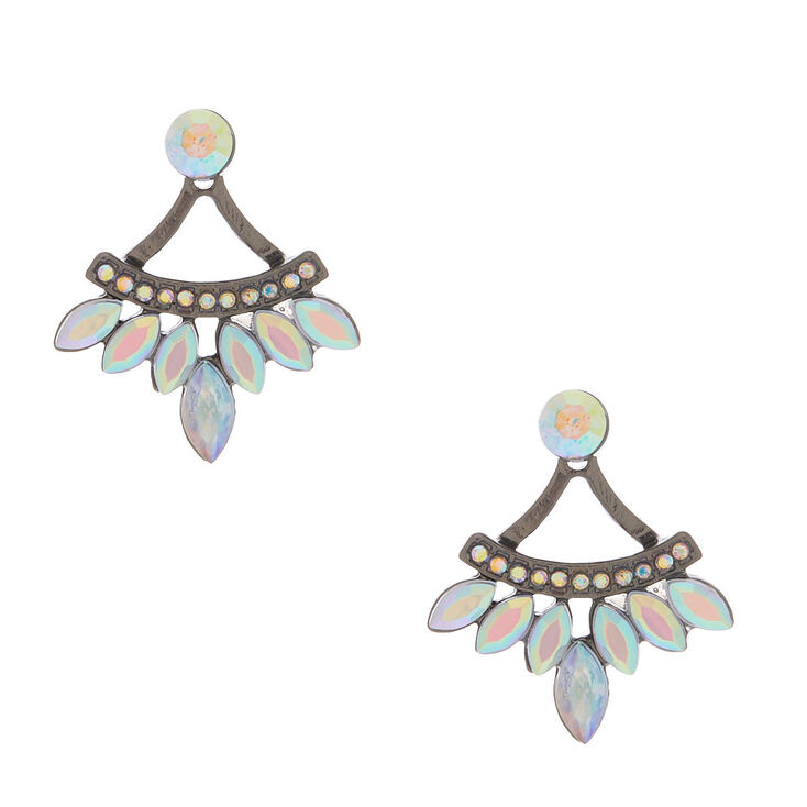 Hematite Crystal Ear Jacket Earrings,