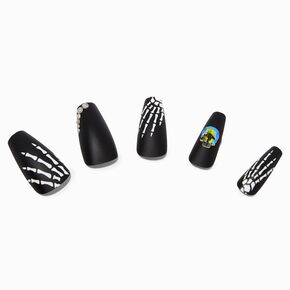 Embellished Skeleton Stiletto Press On Faux Nail Set - 24 Pack,