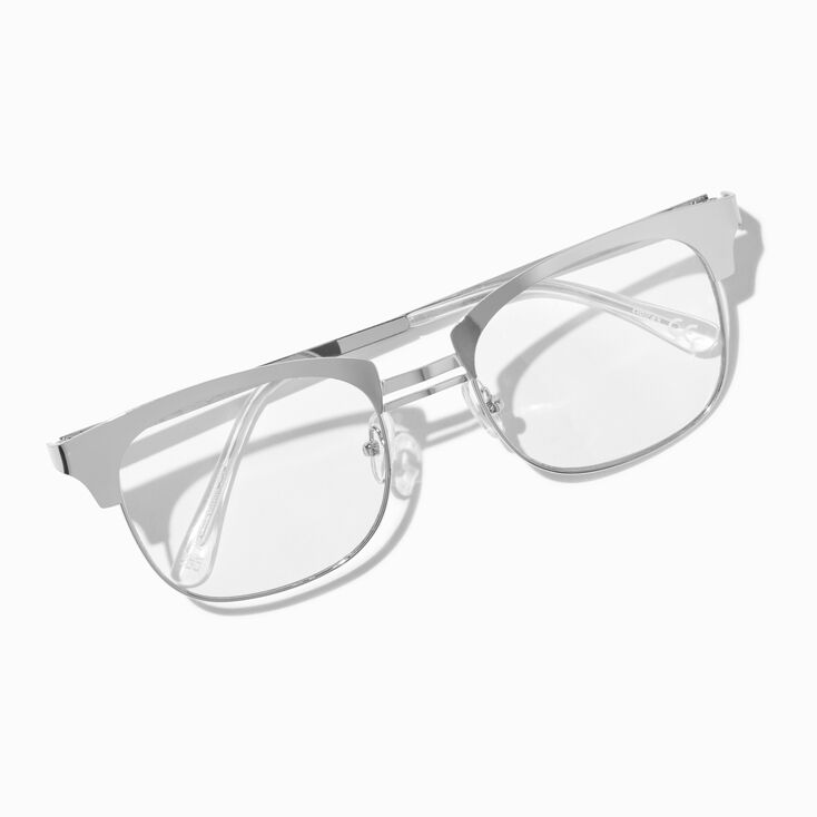 Solar Blue Light Reducing Silver-tone Browline Clear Lens Frames,