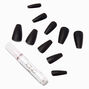 Matte Black Squareletto Faux Nail Set - 24 Pack,