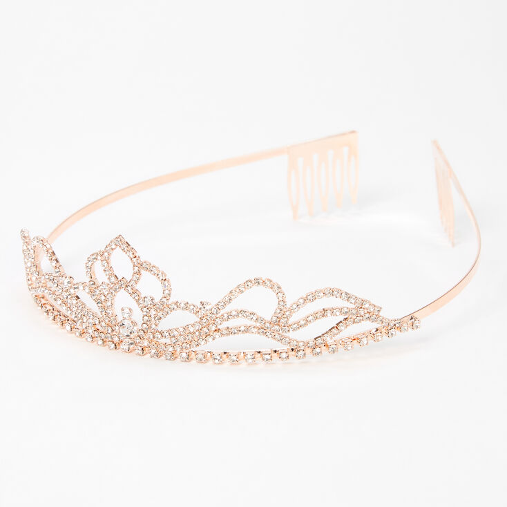 Lotus Flower Rhinestone Tiara - Rose Gold | Icing US