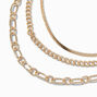 Gold-tone Oval Mixed Multi-Strand Chain Necklace,