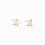 Gold Cubic Zirconia Lotus Stud Earrings,