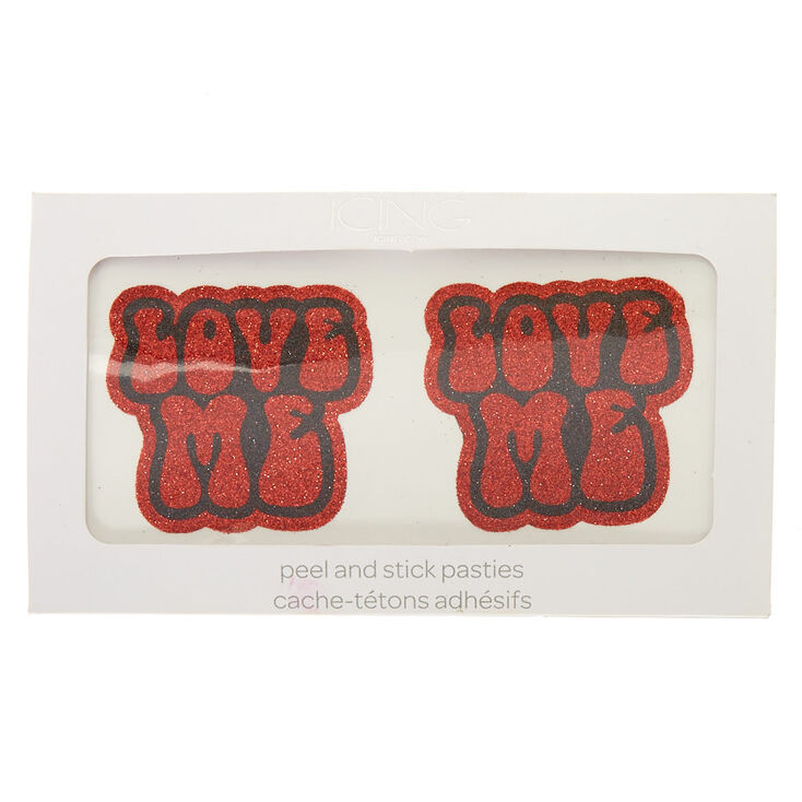 Red Glitter LOVE ME Peel & Stick Pasties,