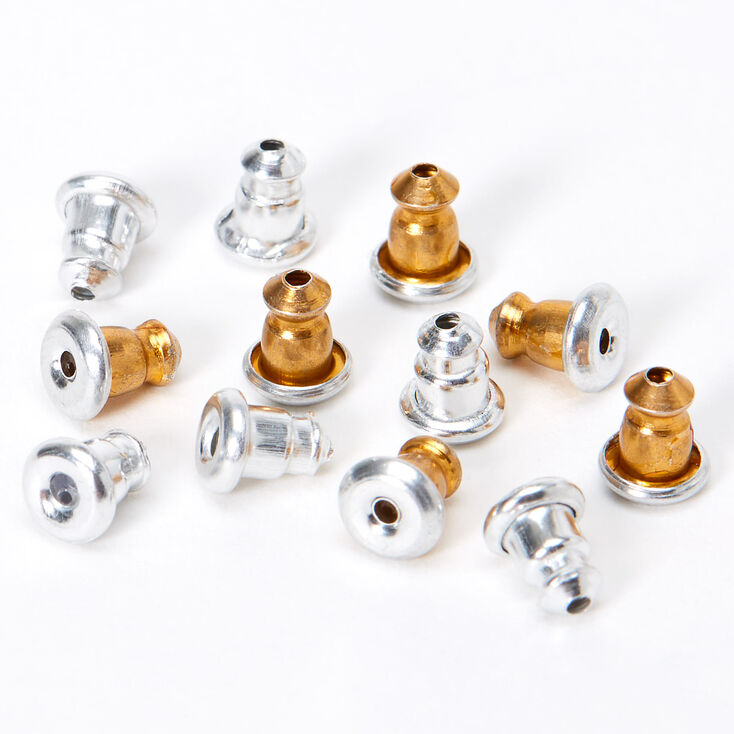 Mixed Metal Bullet Earring Backs - 12 Pack,