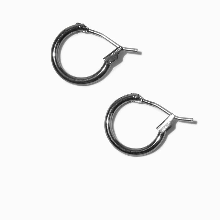 Hematite 10MM Hoop Earrings,