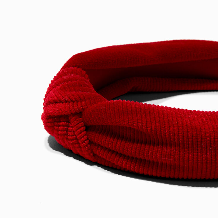 Red Ribbed Velvet Knotted Headband,