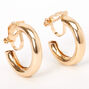 Gold 20MM Tube Clip On Hoop Earrings,